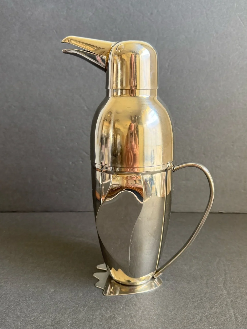 Penguin Cocktail Shaker & Bar Tools Set Silver Tone Vintage Art Deco Style Retro